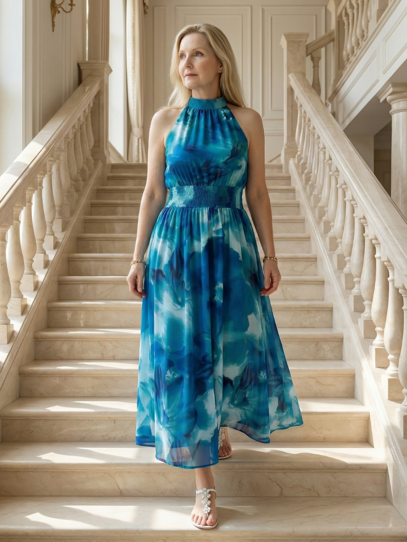 Silin | Vestido midi de cebra con halter