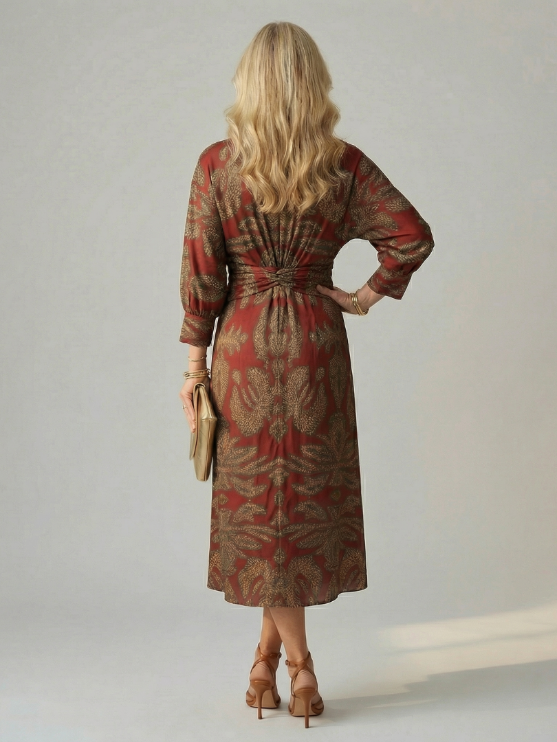 Luna | Vestido midi natural con escote envolvente