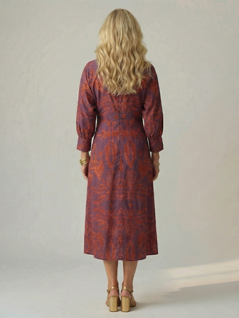 Luna | Vestido midi natural con escote envolvente