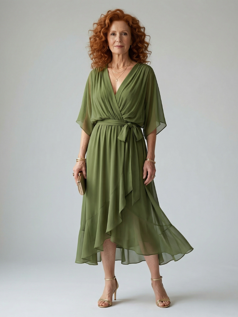 Elrik | Vestido midi drapeado ligero