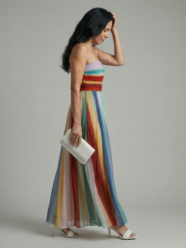 Seren | Vestido maxi con delicadas rayas