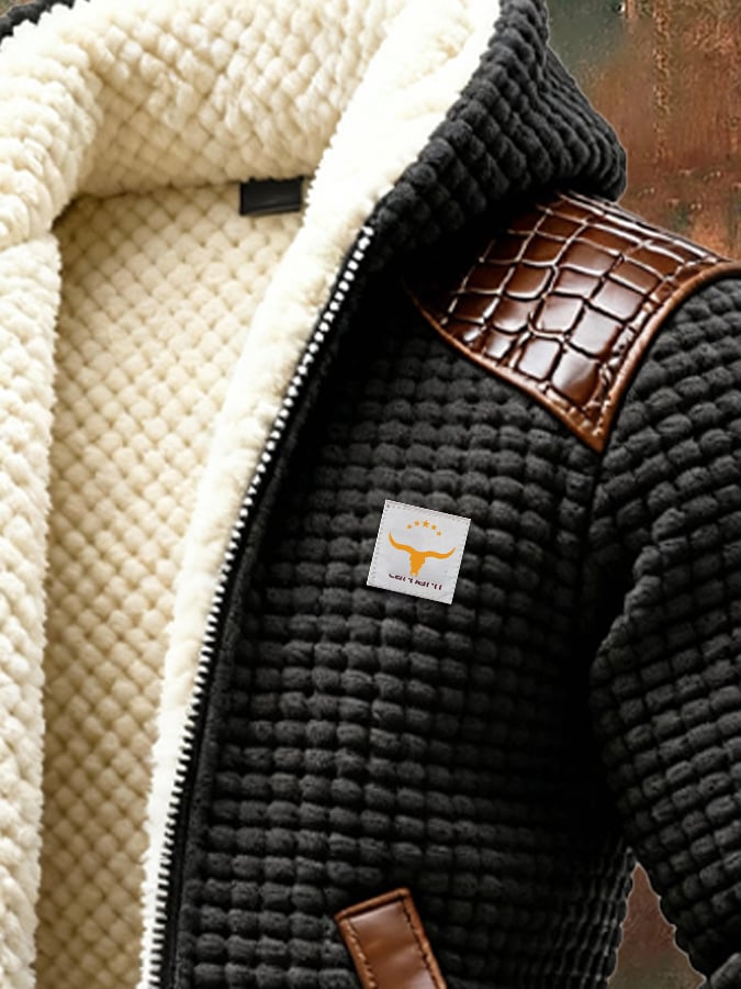JULIAN | CHAQUETA TEXTURIZADA CON CUERO EMBOSADO