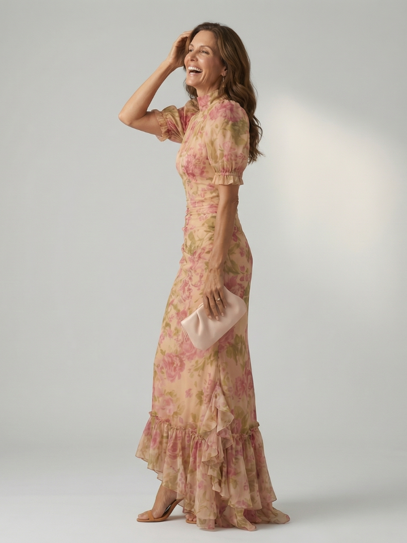 Vian | Delicada maxi vestido con cuello alto