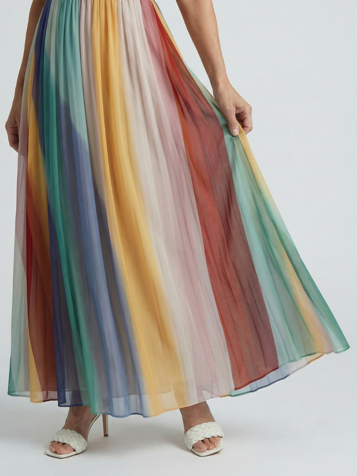 Seren | Vestido maxi con delicadas rayas