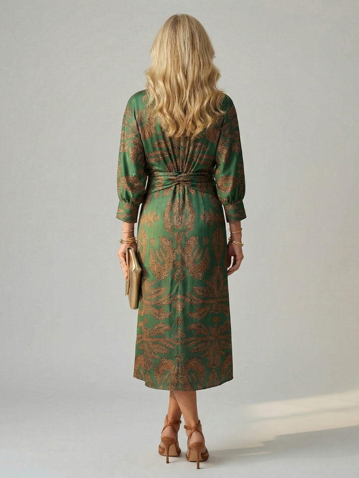 Luna | Vestido midi natural con escote envolvente