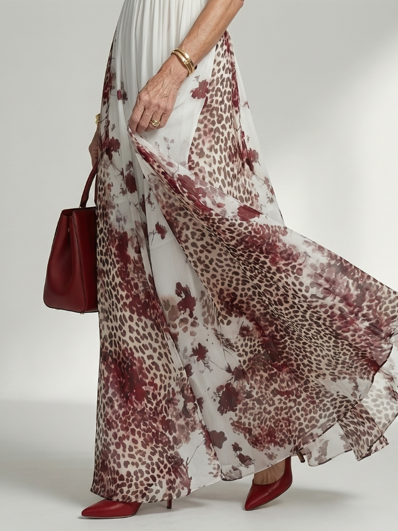 Orlun | Vestido maxi plisado blanco