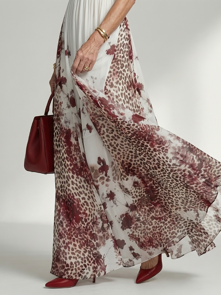 Orlun | Vestido maxi plisado blanco