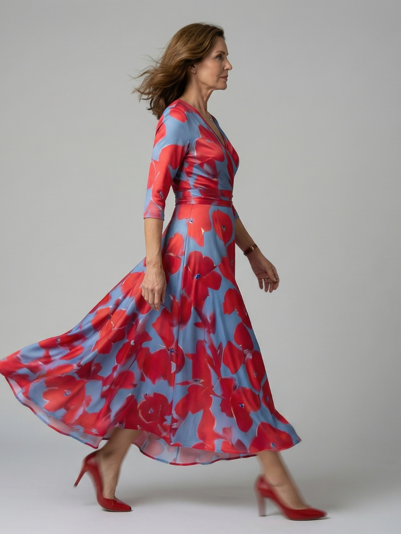 Celine | Vestido midi con escote cruzado