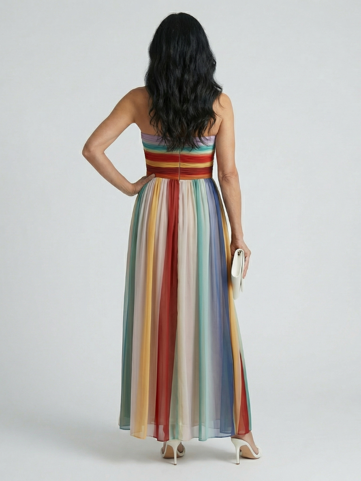 Seren | Vestido maxi con delicadas rayas