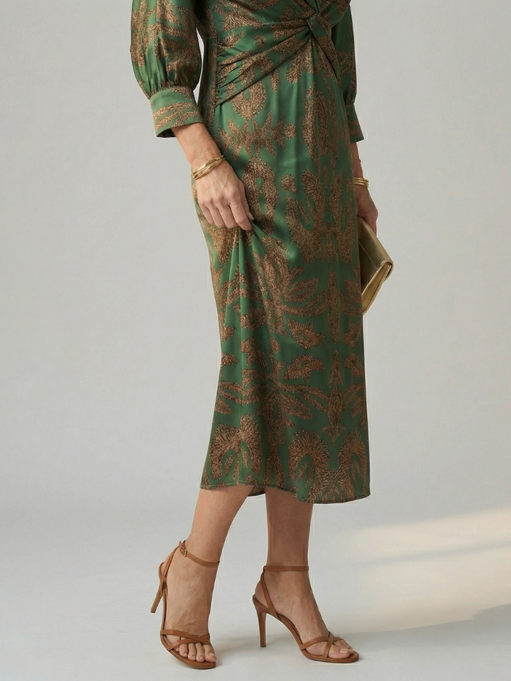 Luna | Vestido midi natural con escote envolvente