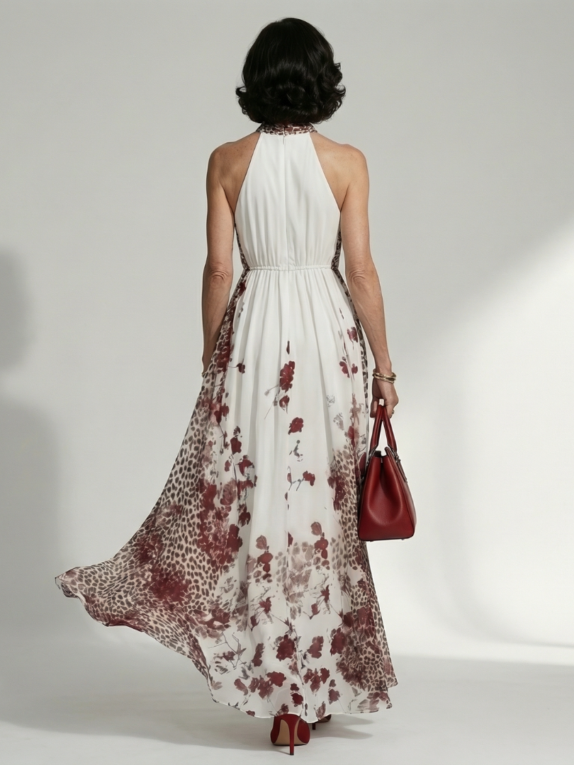 Orlun | Vestido maxi plisado blanco