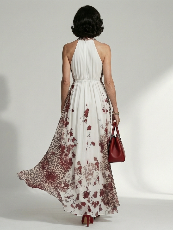 Orlun | Vestido maxi plisado blanco