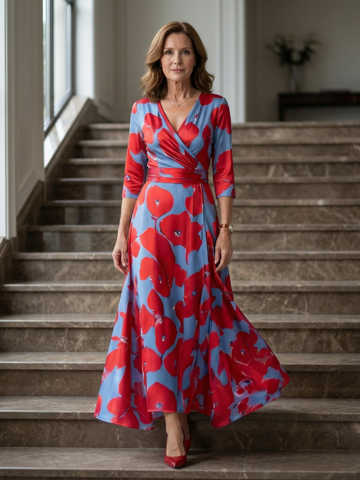 Celine | Vestido midi con escote cruzado