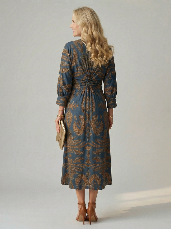 Luna | Vestido midi natural con escote envolvente