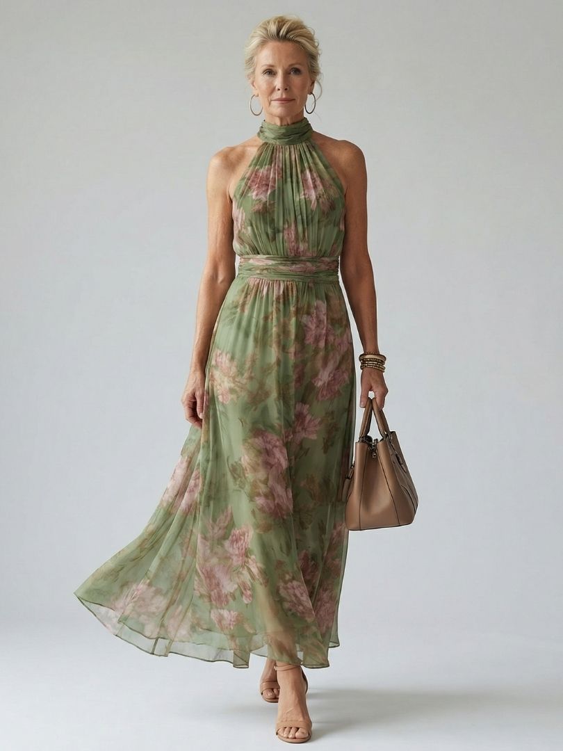 Mirel | Vestido midi de cebra con halter