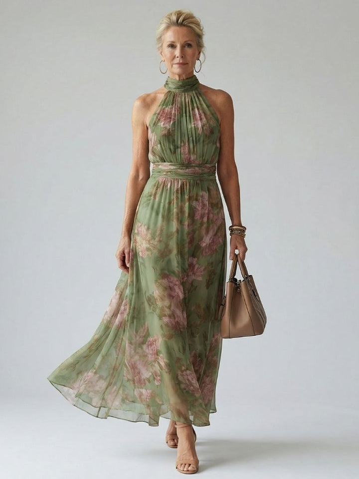 Mirel | Vestido midi de cebra con halter
