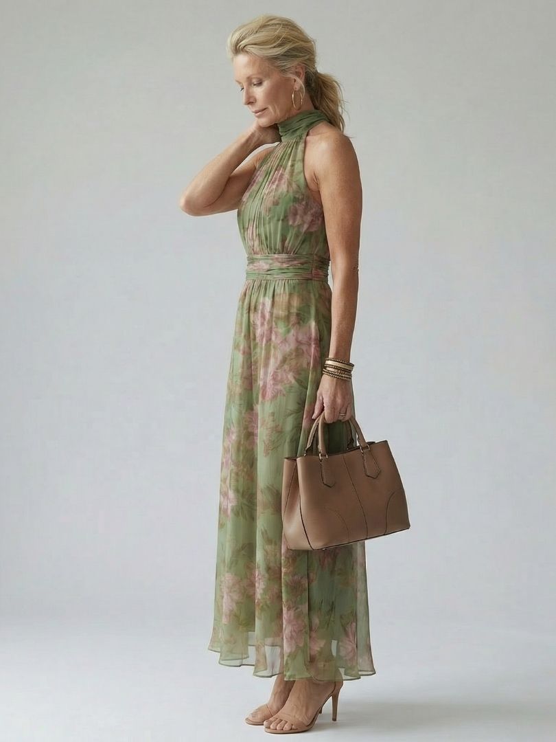 Mirel | Vestido midi de cebra con halter