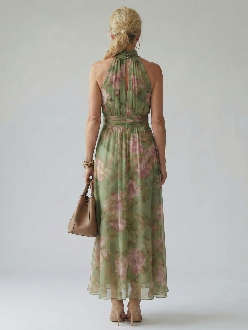 Mirel | Vestido midi de cebra con halter