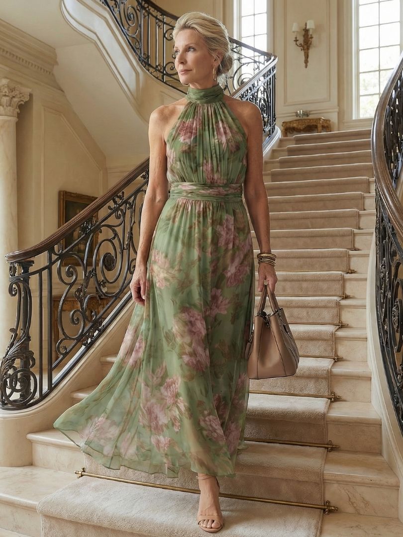 Mirel | Vestido midi de cebra con halter