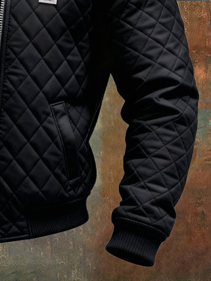 Patryk | Chaqueta Puffer Negra con Hombros de Cuero