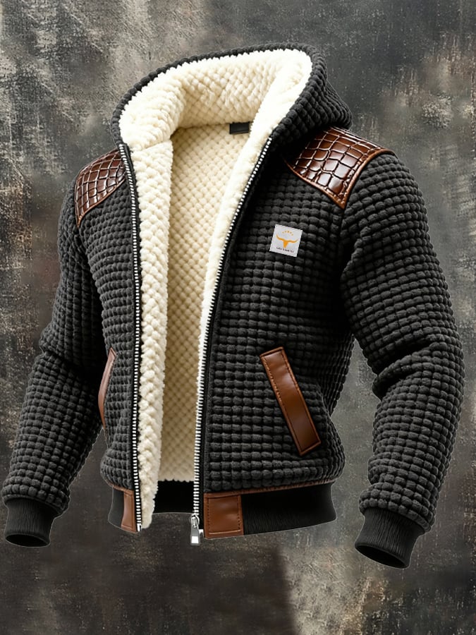 JULIAN | CHAQUETA TEXTURIZADA CON CUERO EMBOSADO