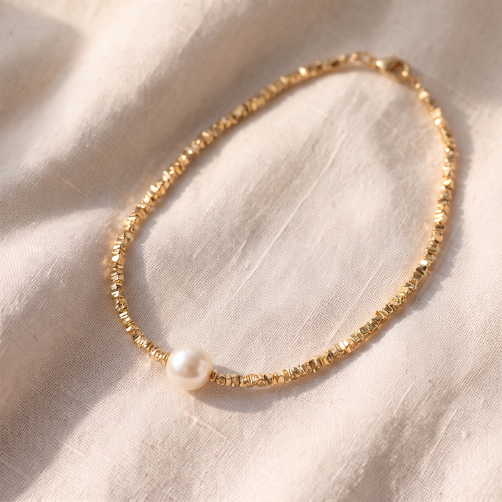 Сияен перлен necklace | Бяло злато