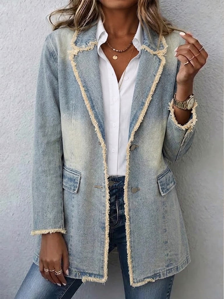 Dionne™ | Винтидж стил Oversized блейзър с необработени ръбове